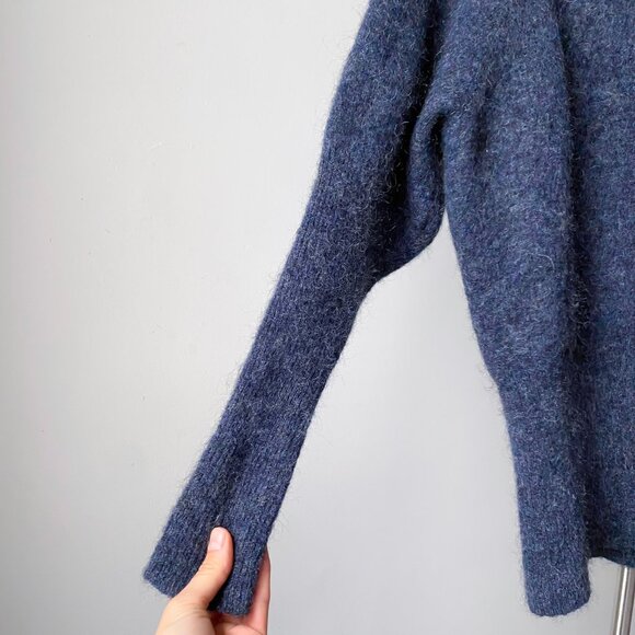 🍂 Dark Blue Off-Shoulder Chunky Mohair Knit Sweater by Acne Studios - Picture 5 of 9